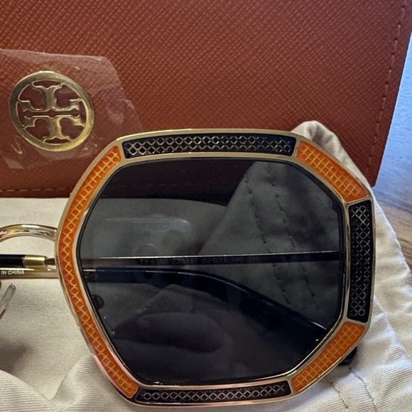 Tory Burch Black and Tan Geometric Sunglasses TY6102 - Picture 2 of 5